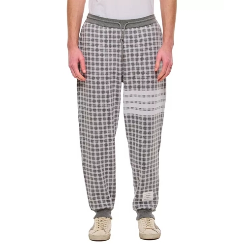 Thom Browne Check 4 Bar Cotton Sweatpants Grey 