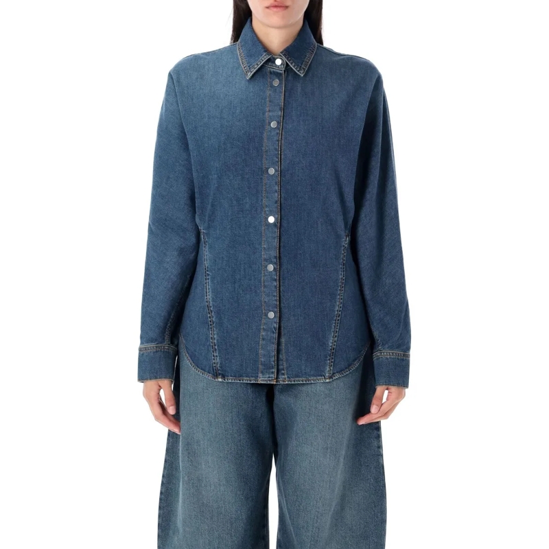 Alaia Overhemd Round Denim Shirt Blue