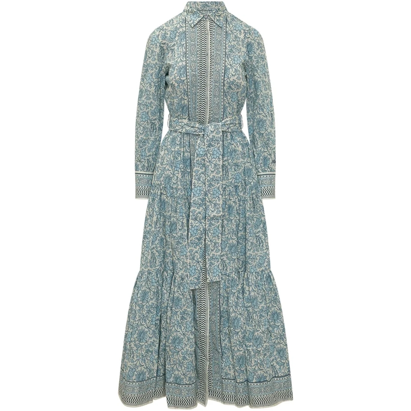 Mc2 Saint Barth Maxikleid Jensen Abito Chemisier Lungo hellblau