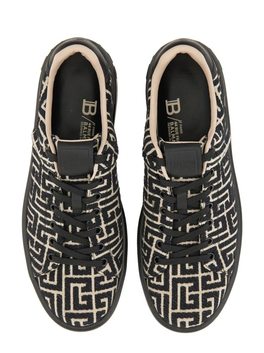 Thumbnail - Balmain Low-Top Sneaker - Jacquard "B-Court" Sneakers - Gr. 45 (EU) - in Schwarz - für Damen