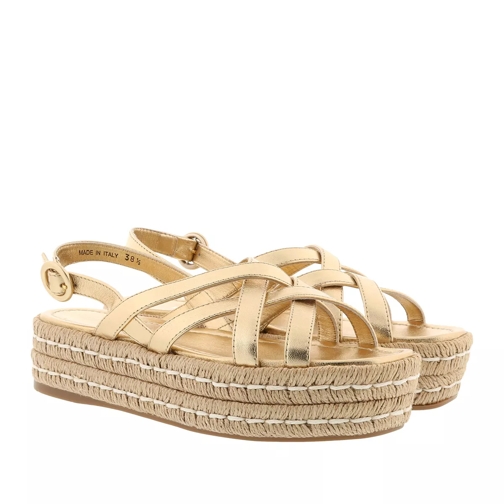 Prada Flat Strap Sandals Gold Sandaler