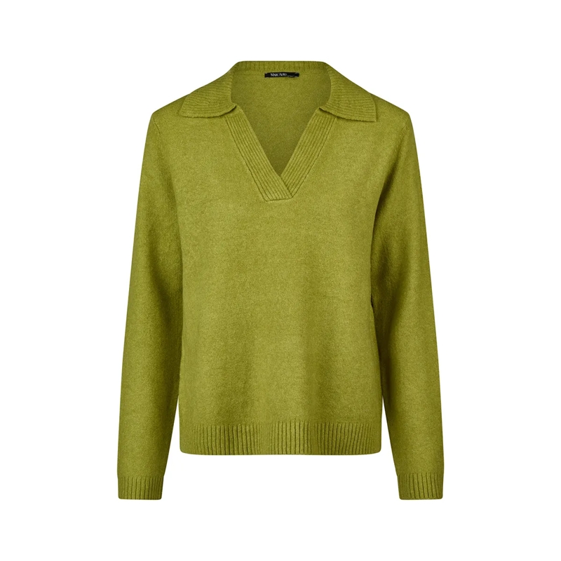 Marc Aurel Pullover Pullover- Poloblenden aus Rippe- Rippen-Abschlü grün