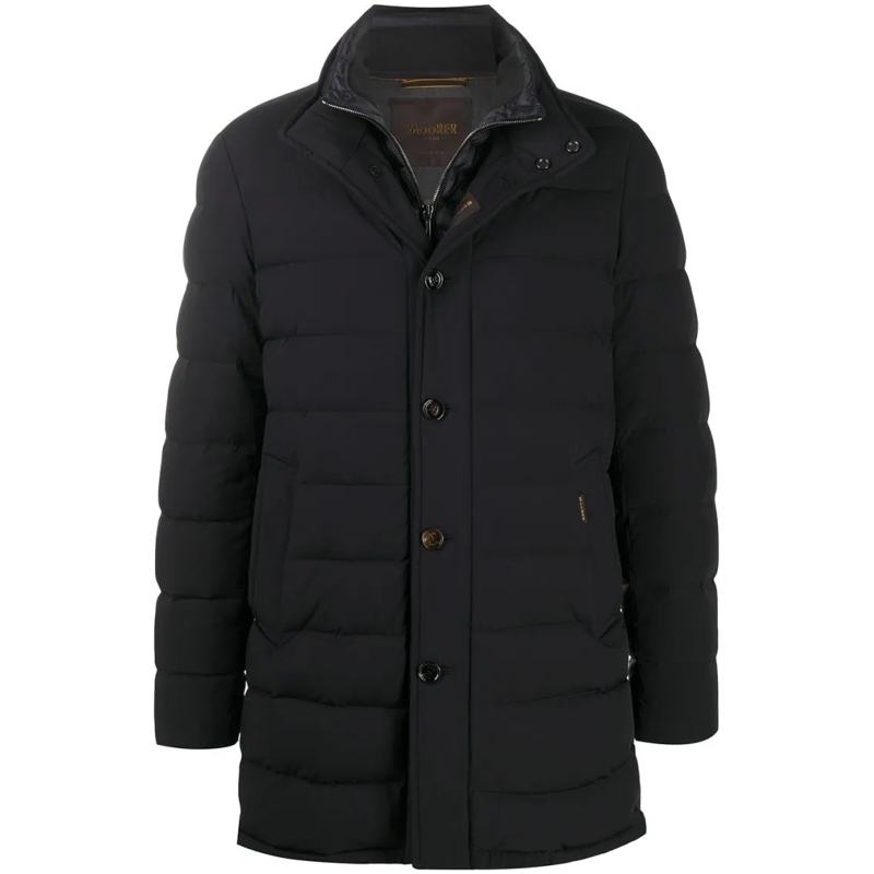 Moorer Doudoune Padded Dark Blue Virgin Wool Parka With Stand-Up C Blue