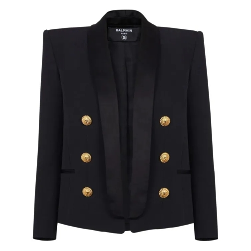 Balmain Double-Breasted Wool Blazer Black 