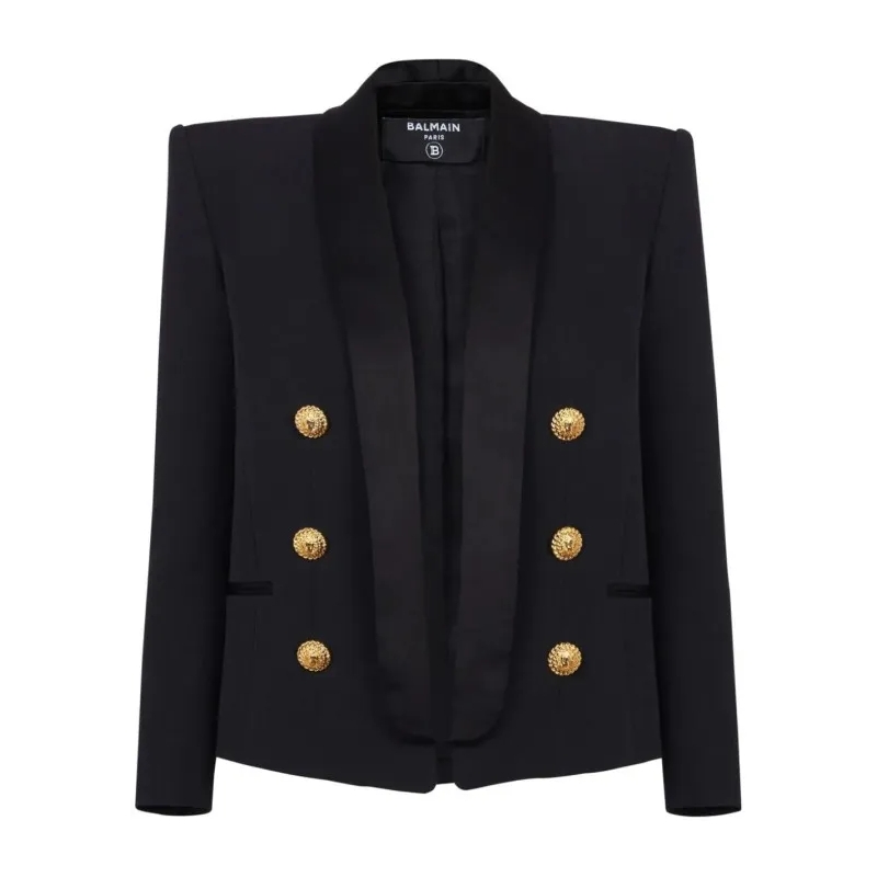 Balmain  Double-Breasted Wool Blazer Black