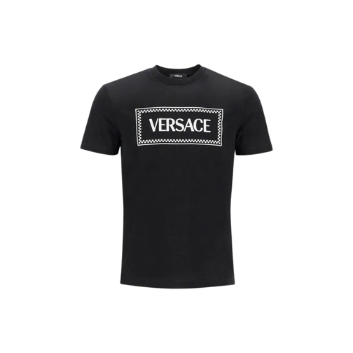 Versace T-Shirts Embroidered Logo T-Shirt Black