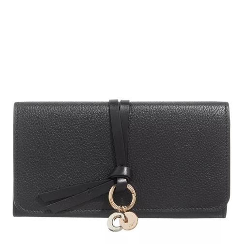 Chloé Alphabet Grained Leather Wallet Black Overslagportemonnee