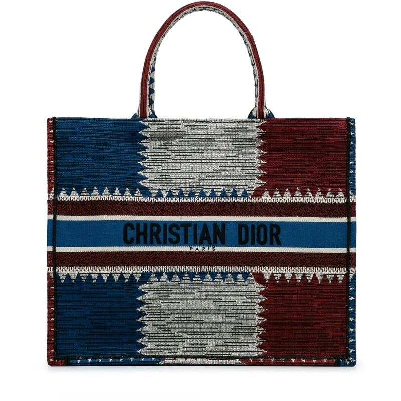 Christian Dior Shopper Large French Flag Book Tote blau