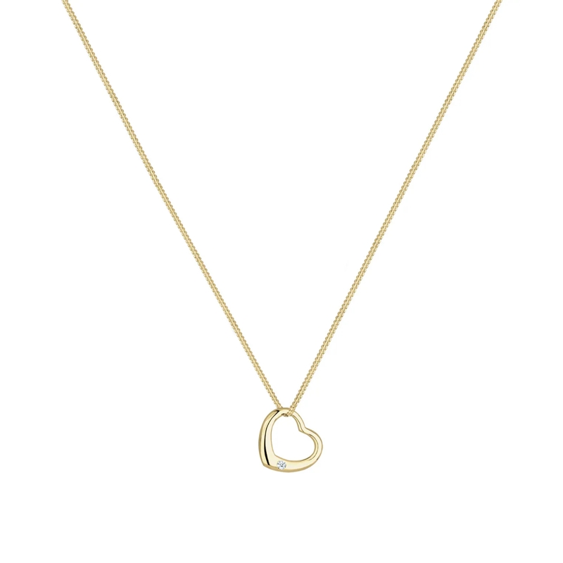 Elli Mittellange Halskette Halskette Herz Love Diamant (0.03 ct.) 375 Gelbgol weiss(Image 2)
