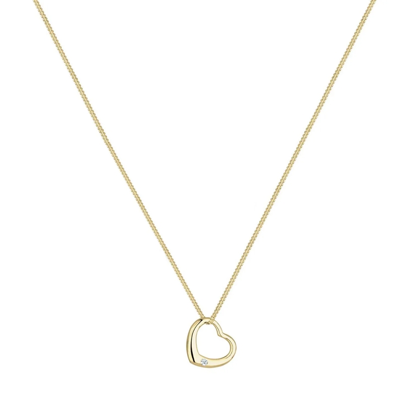 Elli Mittellange Halskette Halskette Herz Love Diamant (0.03 ct.) 375 Gelbgol weiss(Image 2)