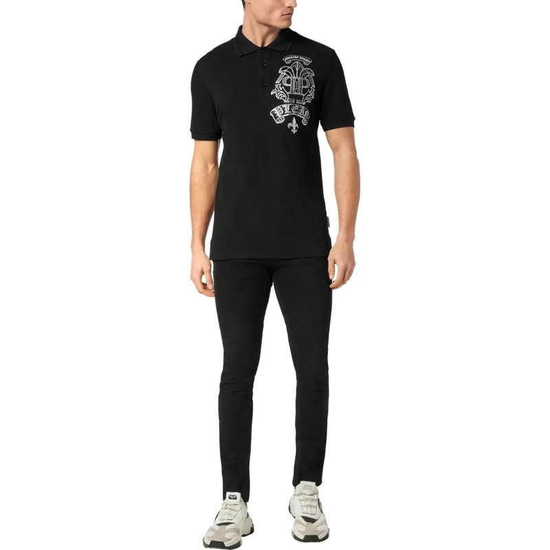 Philipp Plein Top Poloshirt Tattoo Mit Schmucksteinen schwarz(Image 4)