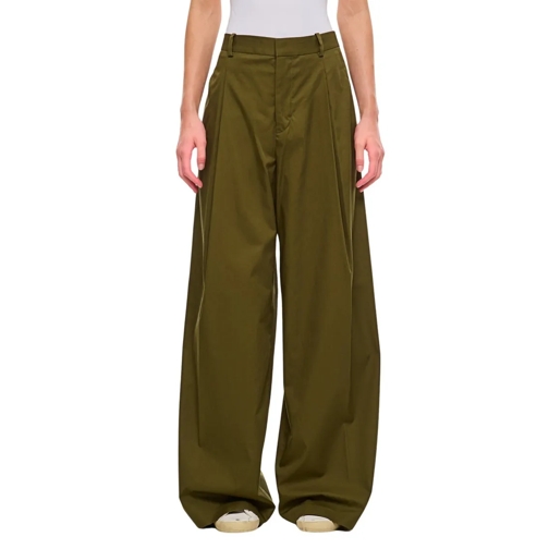 FRAME Pleated Wide Leg Pant Green 