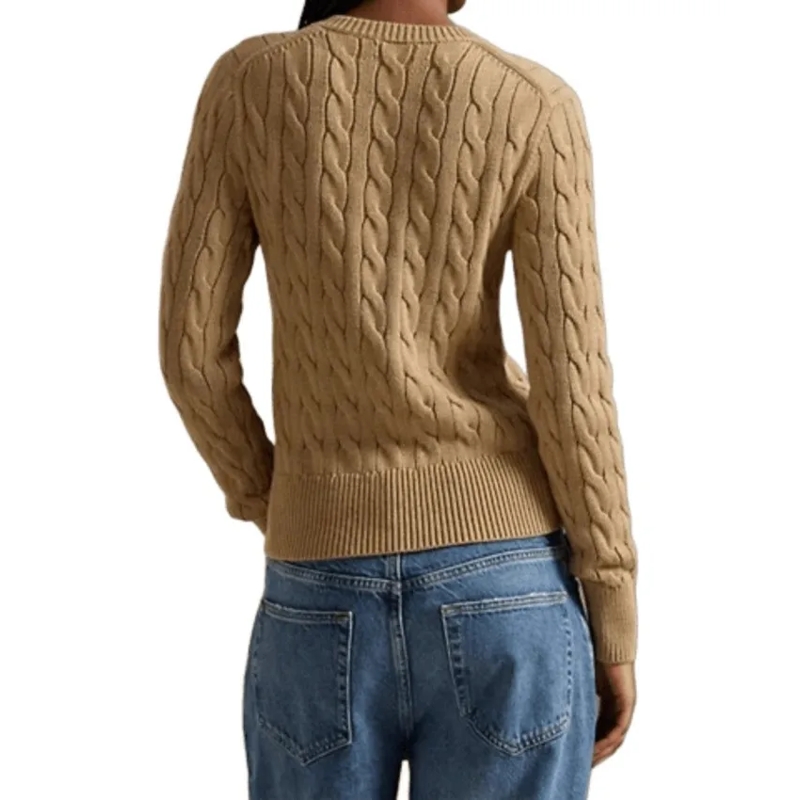 Polo Ralph Lauren Strickjacke Vintage Cotton Cable Knit Cardigan Brown(Image 3)