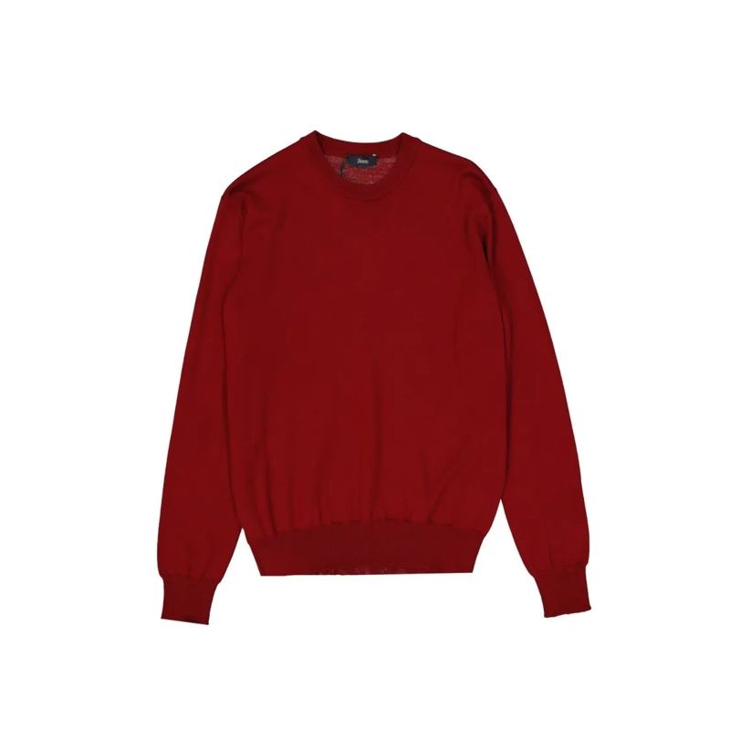 Herno Pullover Red Crew Neck Wool Pullover Red