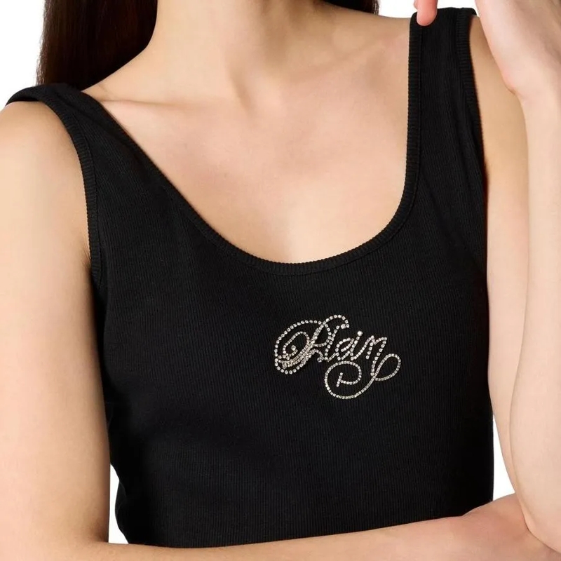 Philipp Plein Maxikleid Maxi Tank Dress Signature schwarz(Image 5)