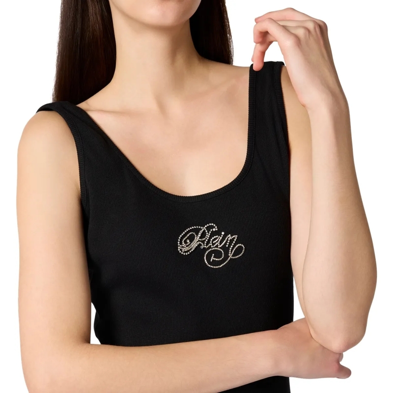 Philipp Plein Maxikleid Maxi Tank Dress Signature schwarz(Image 5)