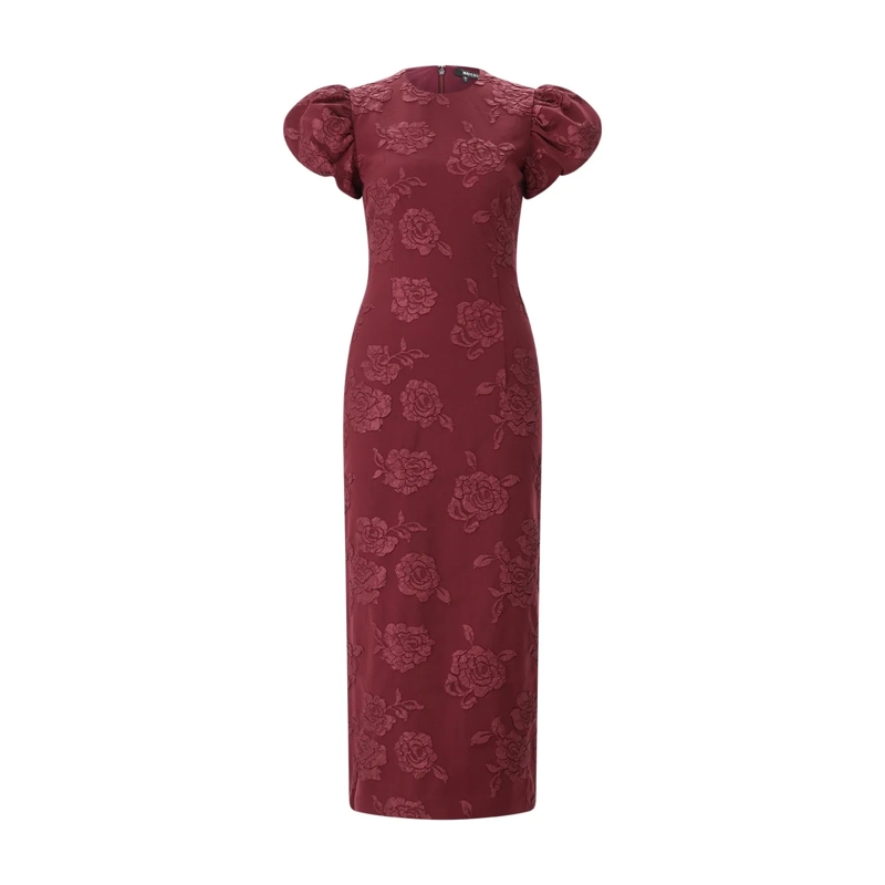Rotate Maxikleid Midikleid mit Puffärmeln rot