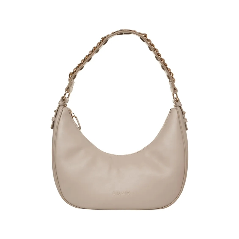 LIU JO Sac à bandoulière Half-Moon Leather Handbag With Chain Strap Neutrals