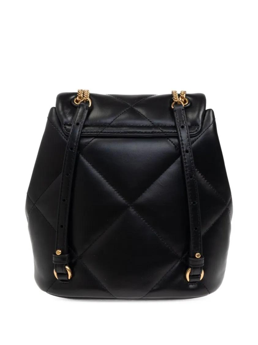 TORY BURCH Hobo bags Quilted Black Shoulder Bag With Chain-Link Straps in zwart