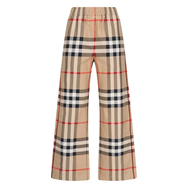 Burberry  Wide-Leg “Vintage Check” High-Waist Trousers – Bei Neutrals