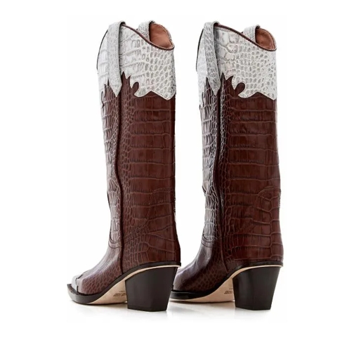 Paris Texas Stiefel 60mm Ricky Embossed Croco Cowboy Boots Brown (Image 2)
