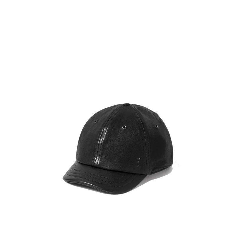 Saint Laurent Hoed Cassandre Leather Cap Black