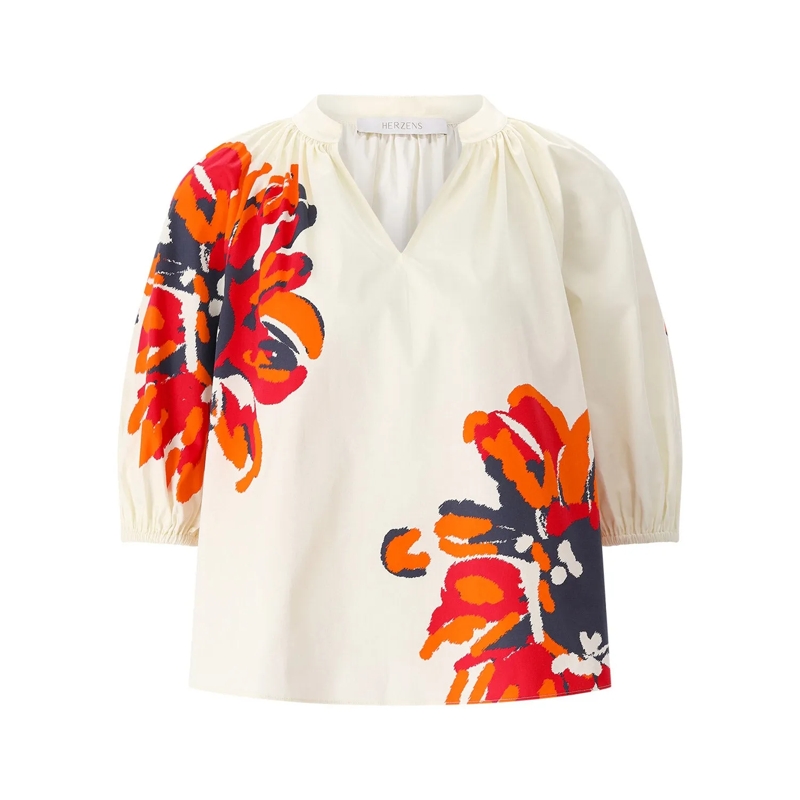 Herzensangelegenheit Chemisier Blusenshirt mit Blumen weiß