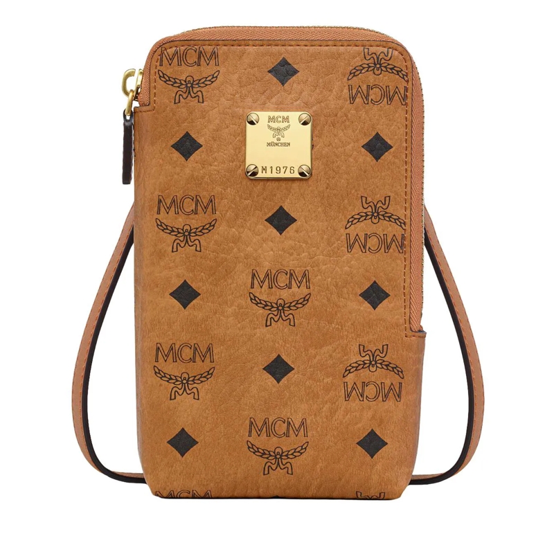 MCM Phone Bag Aren Visetos Lanyard Fff Co Cognac