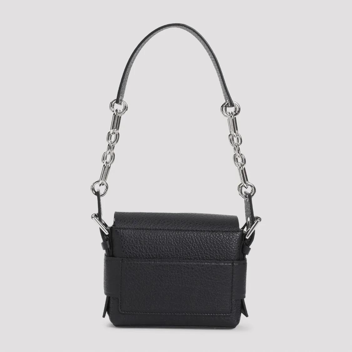 Acne Studios Shoppers Musubi Black Grained Lamb Leather Shoulder Bag in zwart