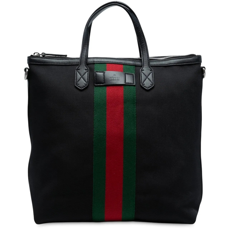 Gucci Schultertasche Canvas Techno Web Vertical Zip Tote schwarz