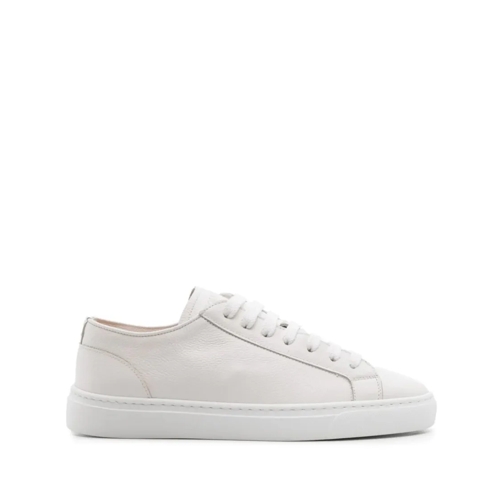 Doucal's Low-Top Sneaker Logo-Debossed Leather Snekaers White