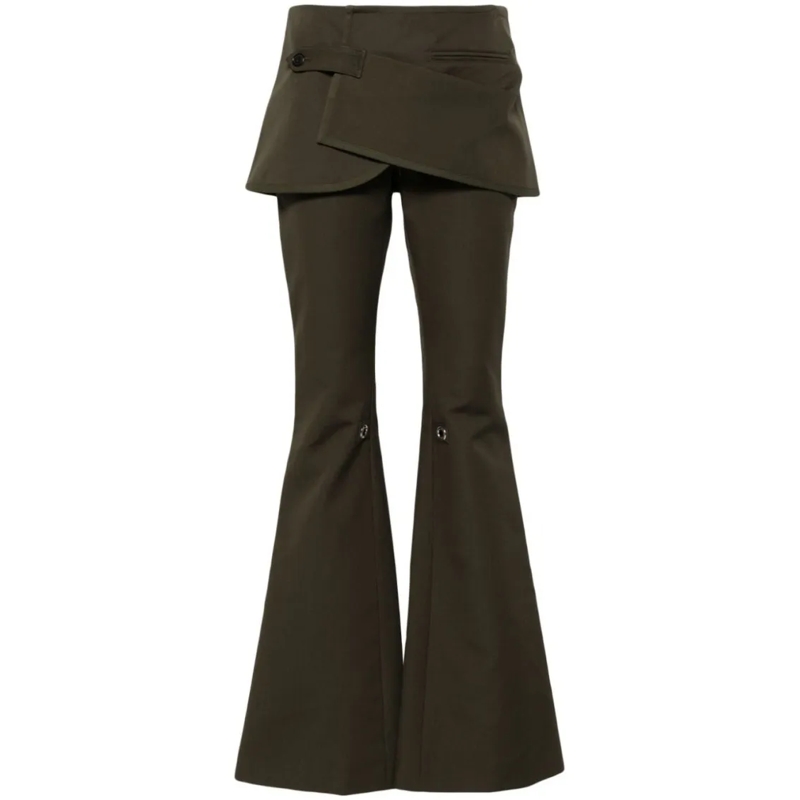 Courrèges  Olive Green Cotton Bootcut Trousers Black