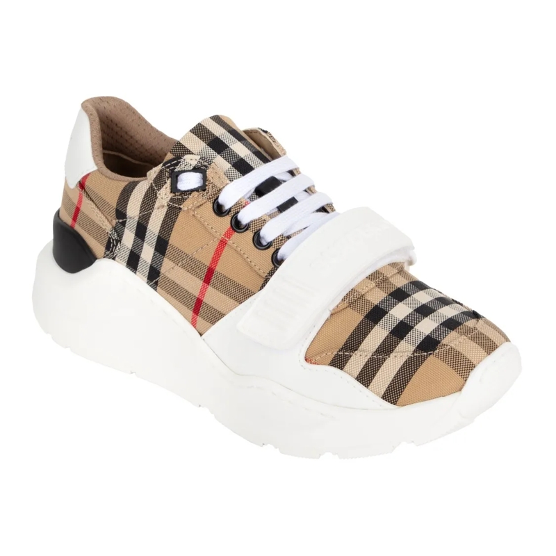 Burberry Low-Top-Sneaker Vintage Check-Pattern Touch-Strap Sneakers Neutrals