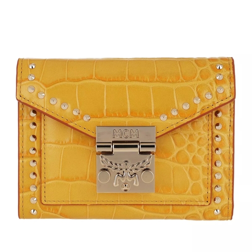 MCM Croco Wallet Golden Mango Tri-Fold Portemonnaie