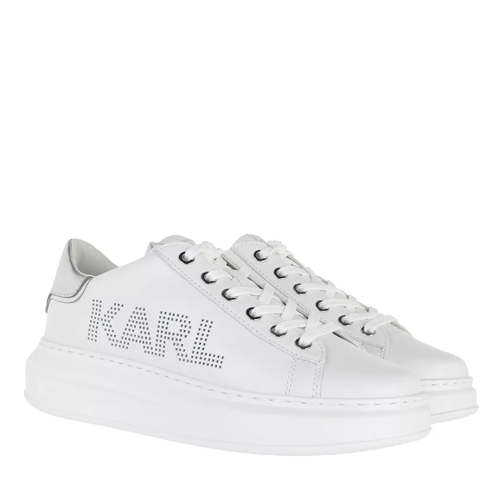 Karl Lagerfeld KAPRI Karl Punkt Logo Lo White Lthr w/Silver scarpa da ginnastica bassa