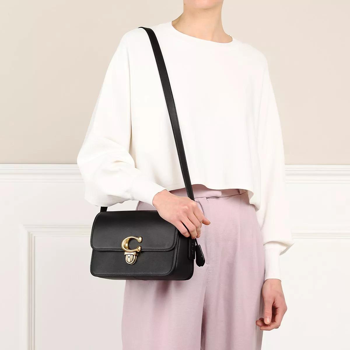 Leather Black COACH Shoulder Bag with Silver Hardware