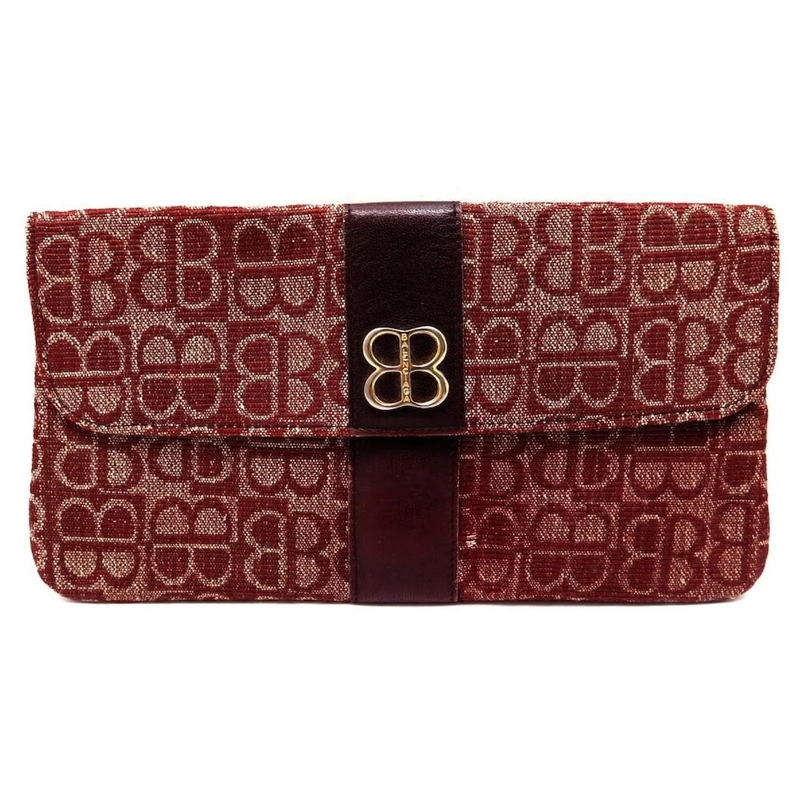 Balenciaga Clutch VINTAGE TASCHE BALENCIAGA BB MONOGRAMM AUS LEINWAN rot