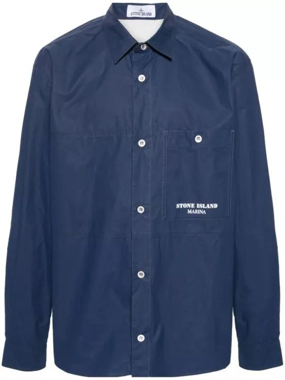 Thumbnail - Stone Island - Stripe-Detail Shirt Jacket - Größe XXL - blau