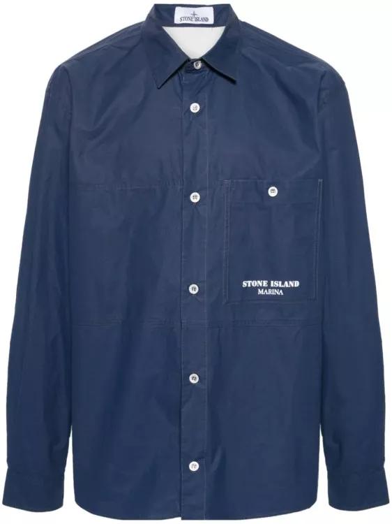 Stone Island - Stripe-Detail Shirt Jacket - Größe XXL - blue