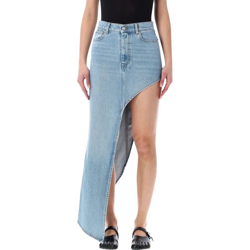 Coperni Jupe en jean Asymmetric Denim Skirt Pink