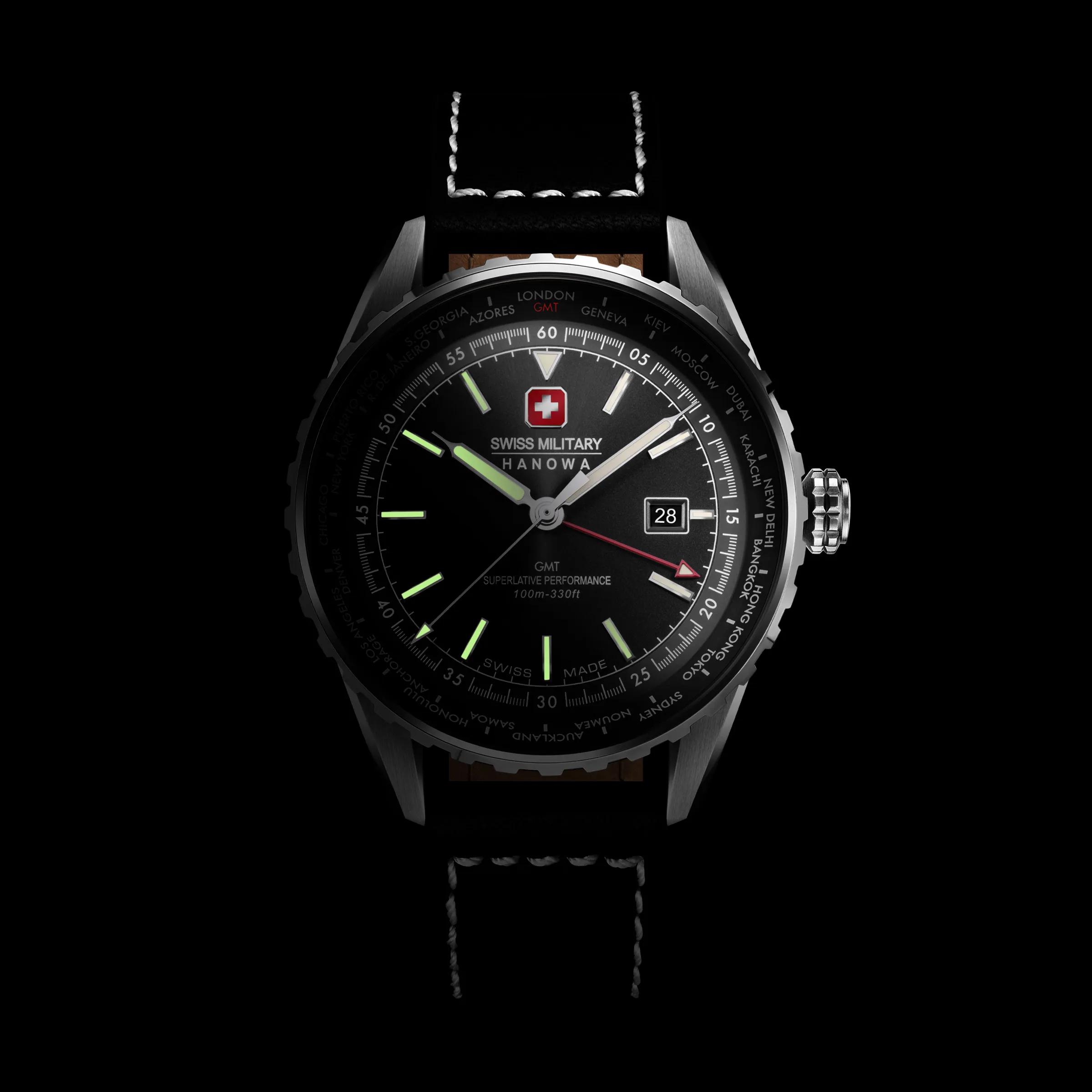 Thumbnail - Swiss Military Hanowa Uhren - Quarzuhr Afterburn Gmt - Gr. unisize - in Schwarz - für Damen