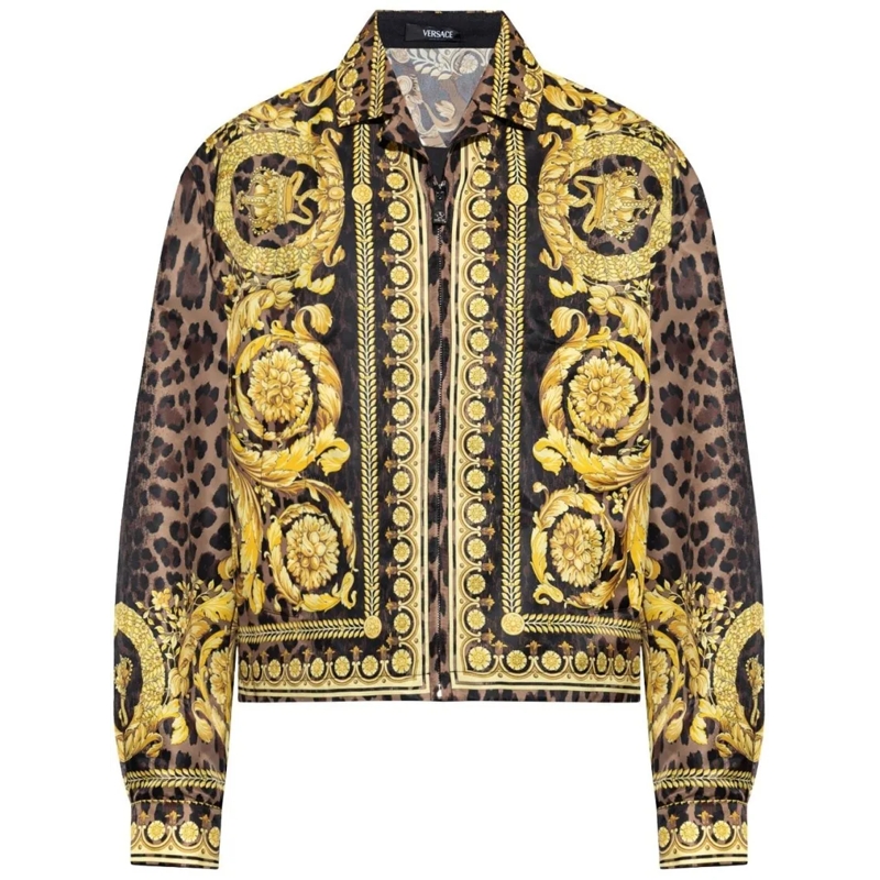 Versace  Barocco-Leopard Print Jacket Neutrals
