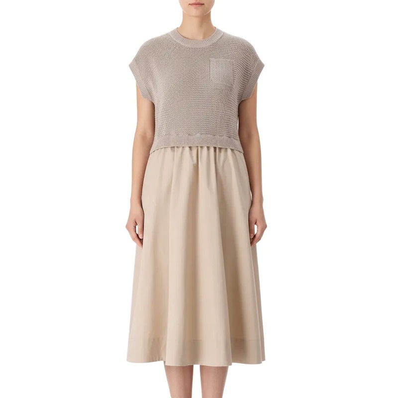 Peserico Robe longue Midikleid im Material-Mix braun(Image 2)