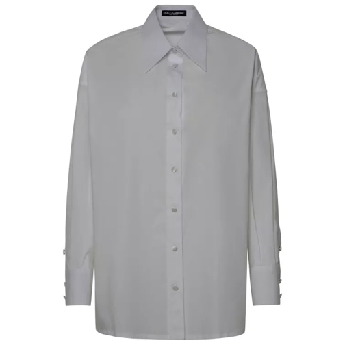 Dolce&Gabbana White Cotton Shirt Grey 