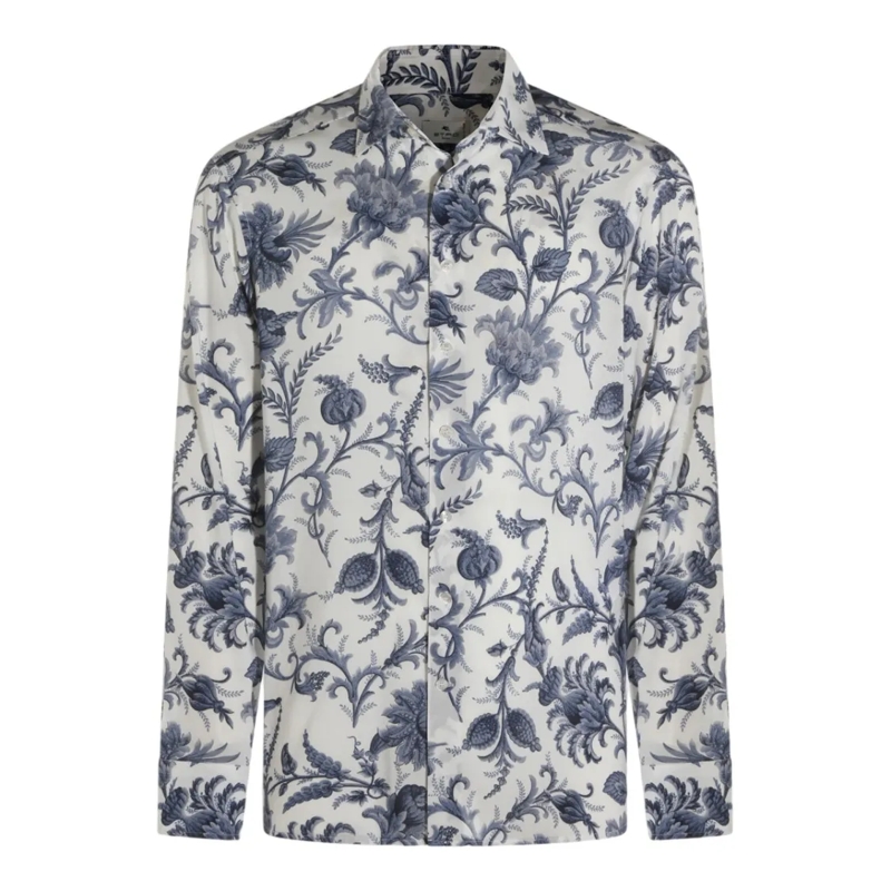Etro Overhemd Intricately Patterned Long-Sleeve Shirt With Class Grey