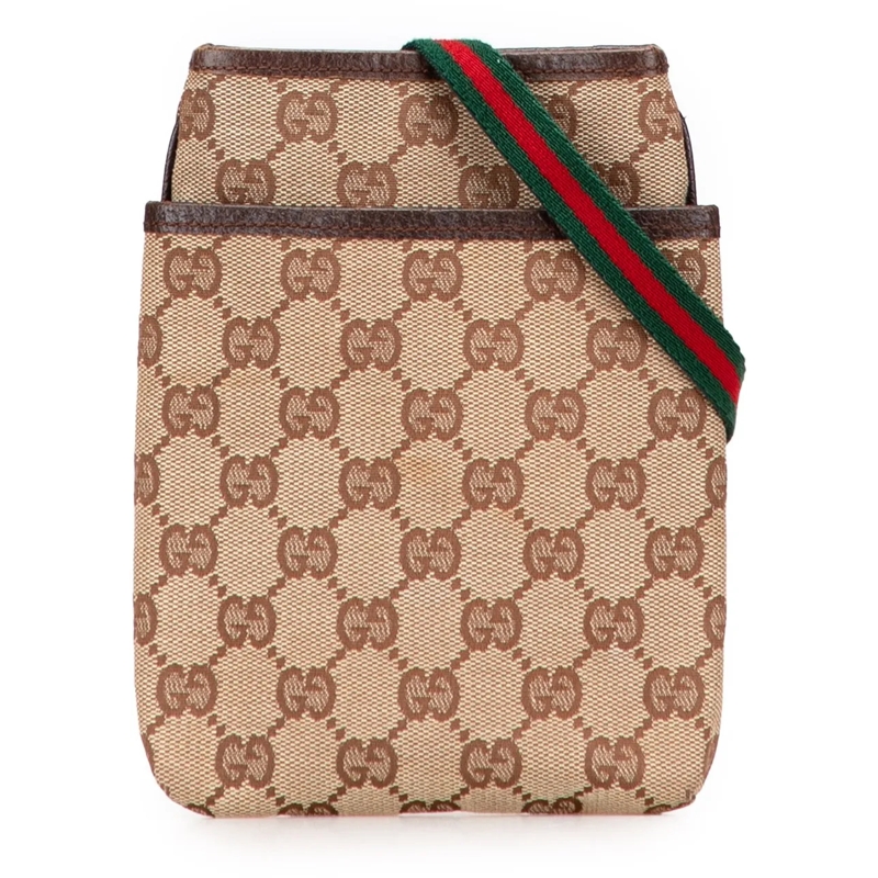 Gucci Schultertasche GG Canvas Web Crossbody braun