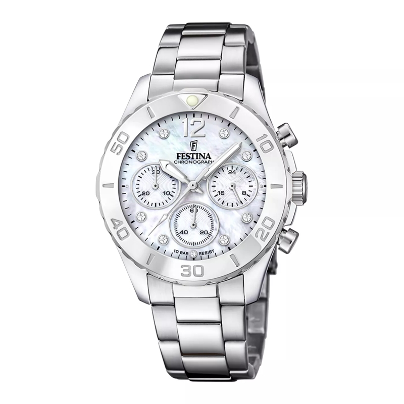 Festina Chronograph Boyfriend Uhr Silber