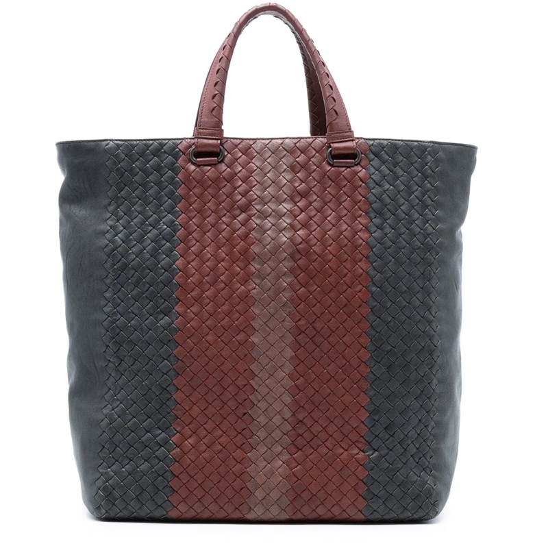 Bottega Veneta Schultertasche Tricolor Nappa Intrecciato Convertible Tote grau