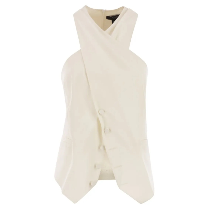 Max Mara  Selva - Wool Gabardine And Satin Waistcoat Neutrals