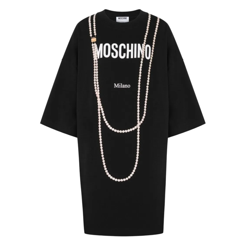 Moschino Mini-robe Loose-Fitting Black Silk Black